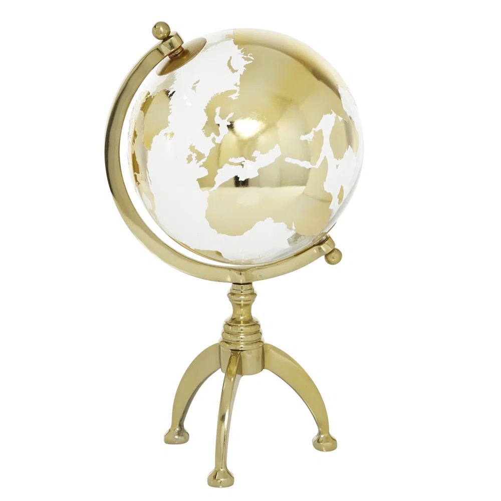 TABLETOP GLOBE GOLD AND CRYSTAL