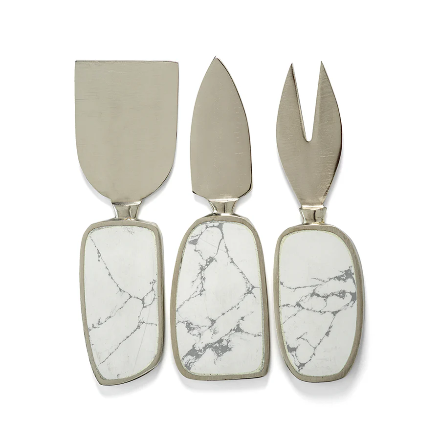 AMALFI SET OF 3 CHEESE TOOLS - WHITE WITH NICKEL