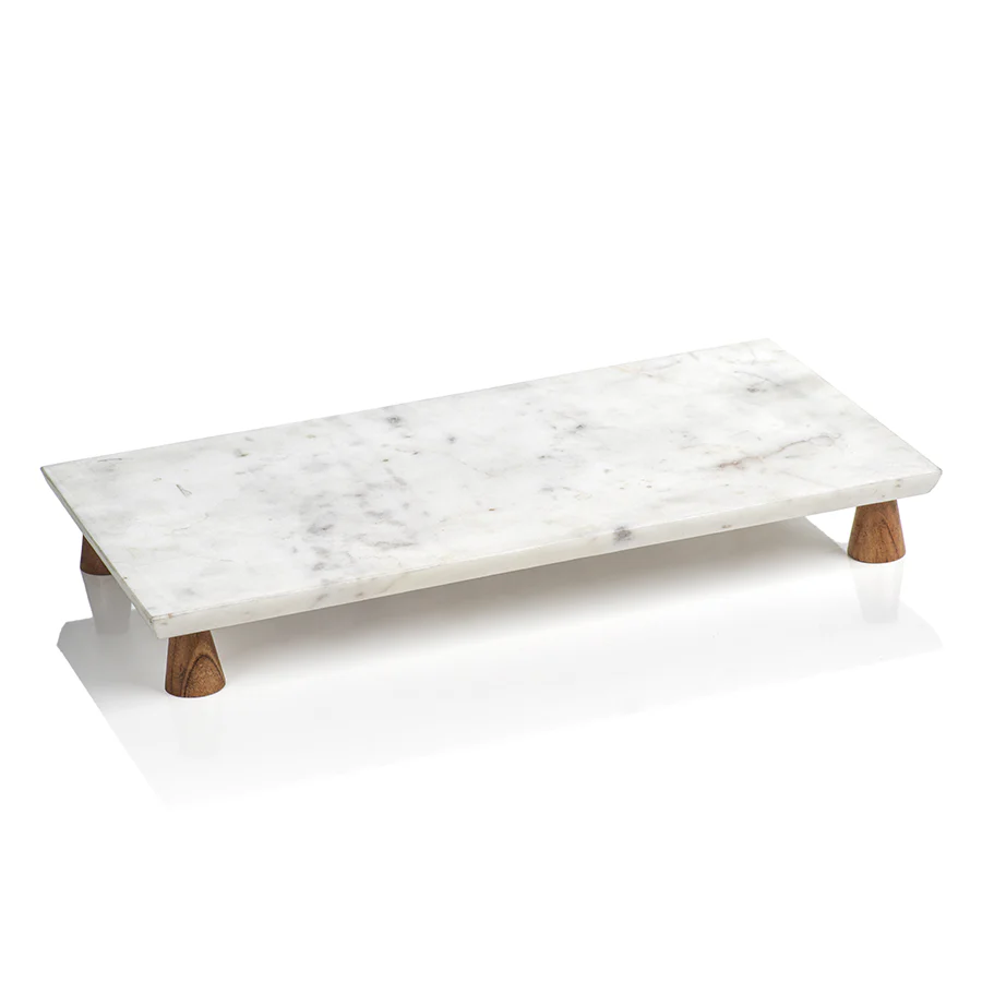 AMALFI MARBLE CHEESE TRAY ON ACACIA WOOD