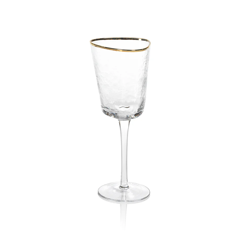 APERITIVO TRIANGULAR WINE GLASS - CLEAR WITH GOLD RIM