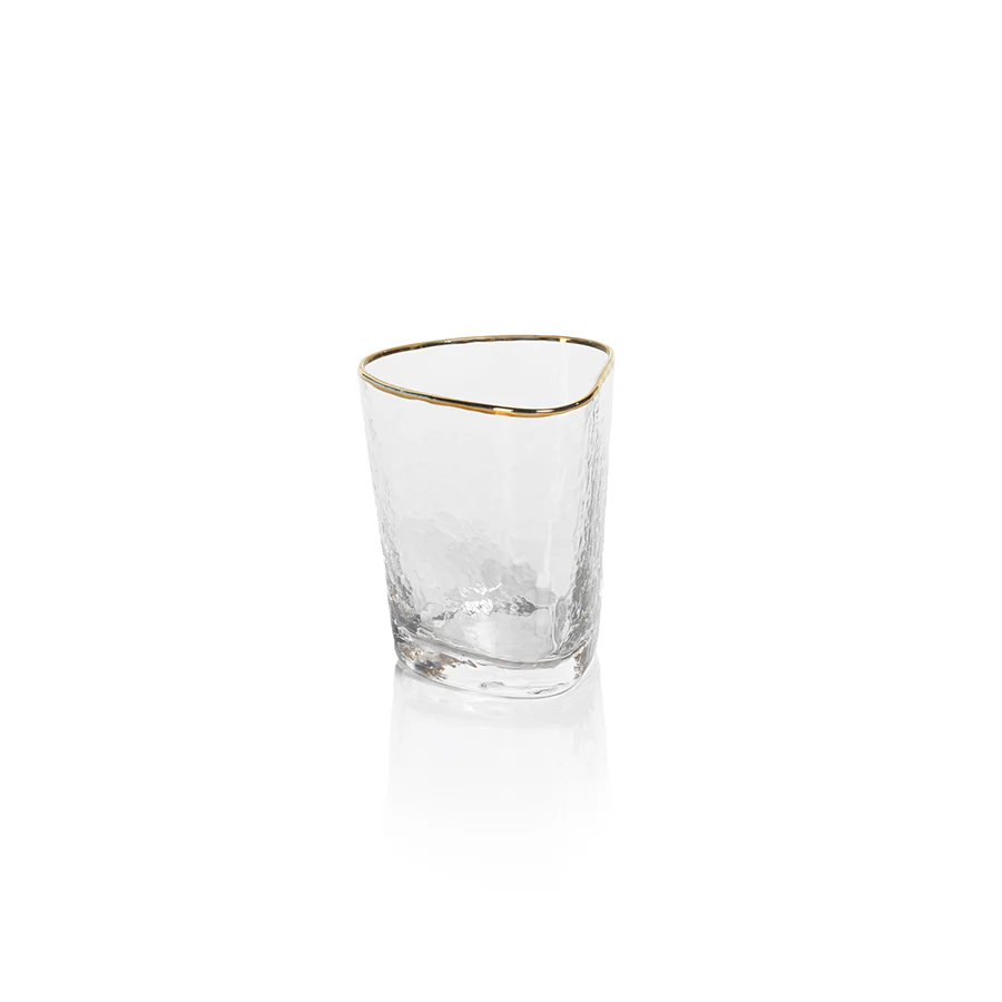 APERITIVO TRIANGULAR DOUBLE OLD FASHIONED GLASS - CLEAR WITH GOLD RIM