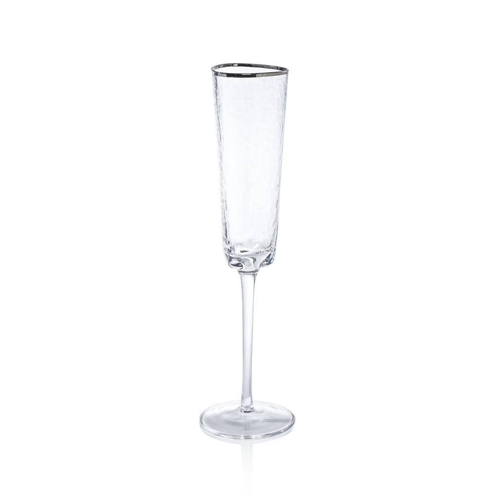 APERITIVO TRIANGULAR CHAMPAGNE FLUTE - CLEAR WITH PLATINUM RIM