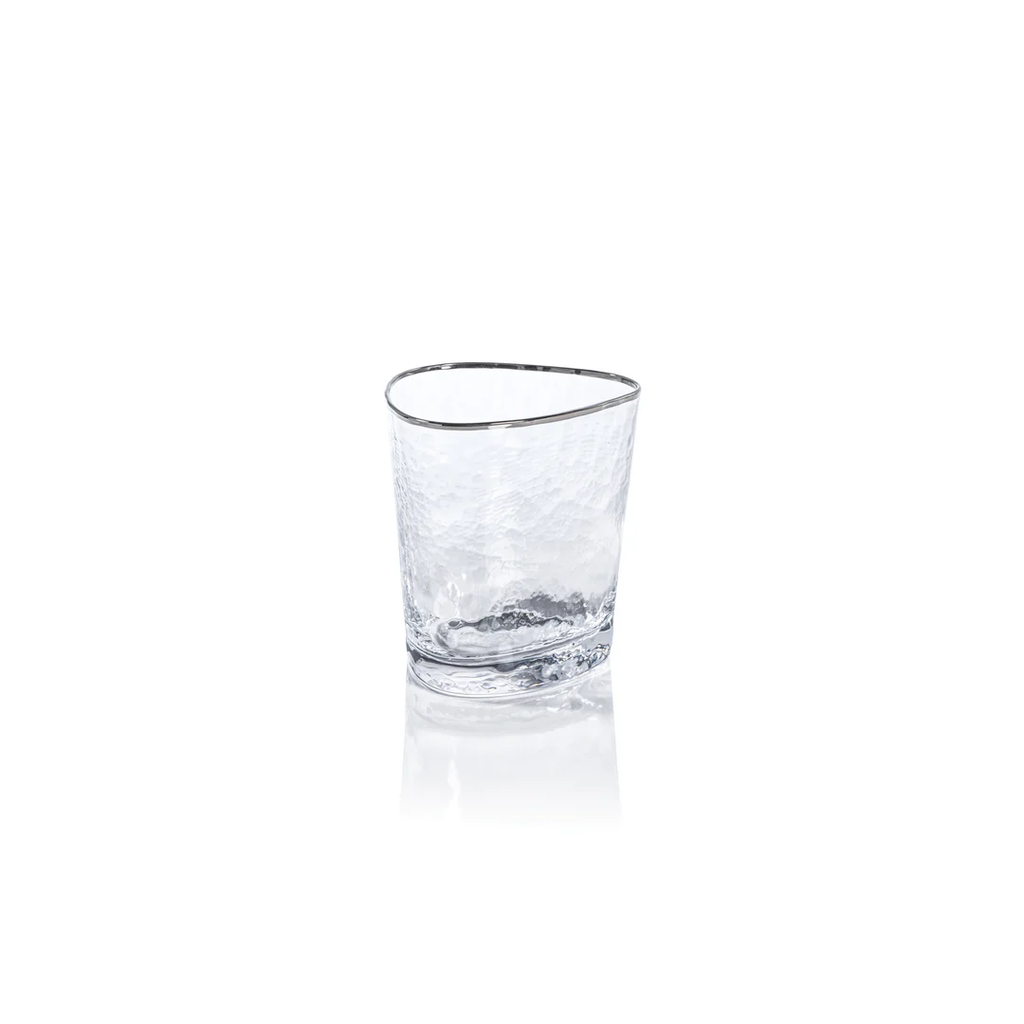 APERITIVO TRIANGULAR DOUBLE OLD FASHIONED GLASS - CLEAR WITH PLATINUM RIM