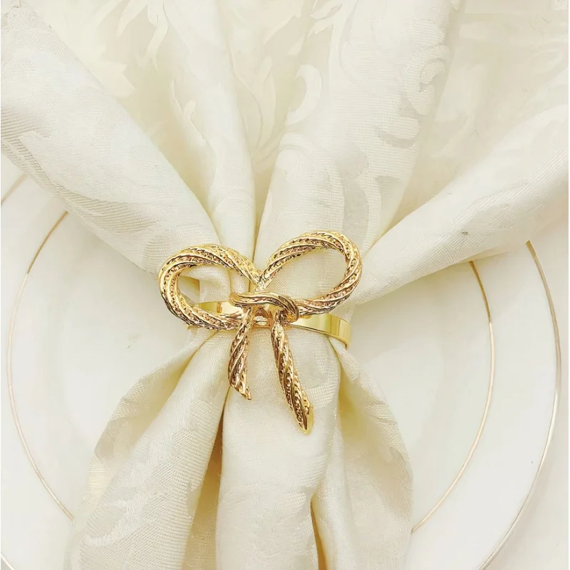 METAL NAPKIN RING  GOLD BOW