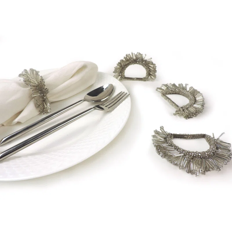 NAPKIN RING - FAUX CRYSTAL/ SILVER