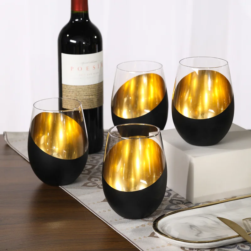 18 OZ. ALL PURPOSE WINE GLASS BLACK & GOLD