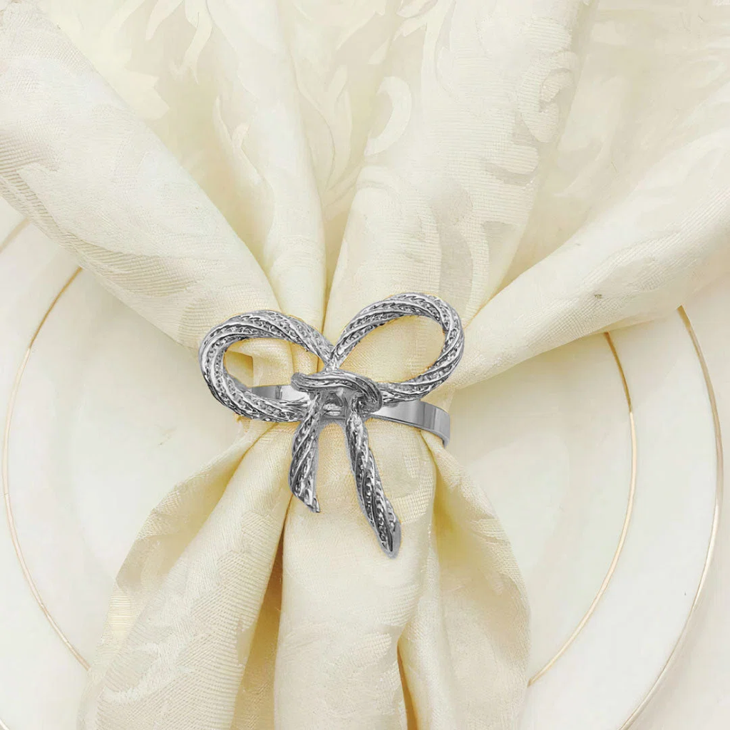 SILVER BOW  METAL NAPKIN RING 