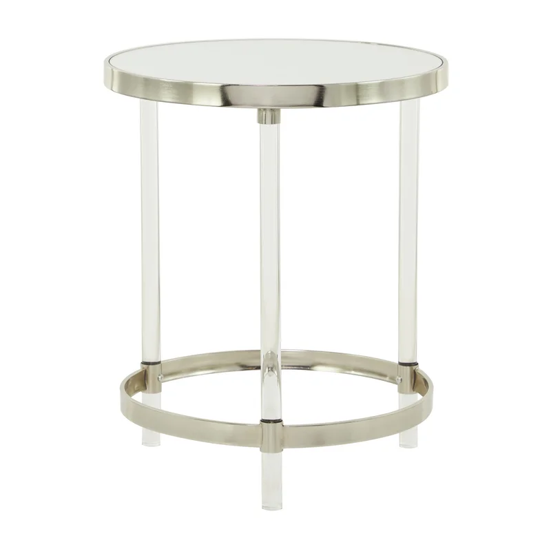 ACRYLIC ACCENT TABLE WITH MIRRORED TOP AND ACRYLIC LEGS 19" X 19" X 23"