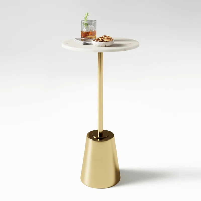  PEDESTAL END TABLE- GOLD BASE 