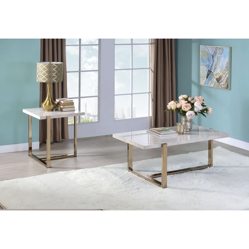 GOLD AND WHITE  - COFFEE TABLE 