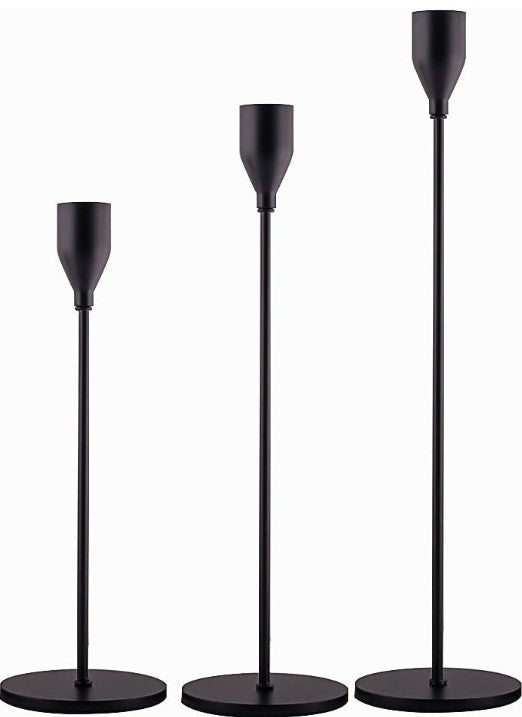 MATTE BLACK TAPER CANDLE HOLDER LARGE
