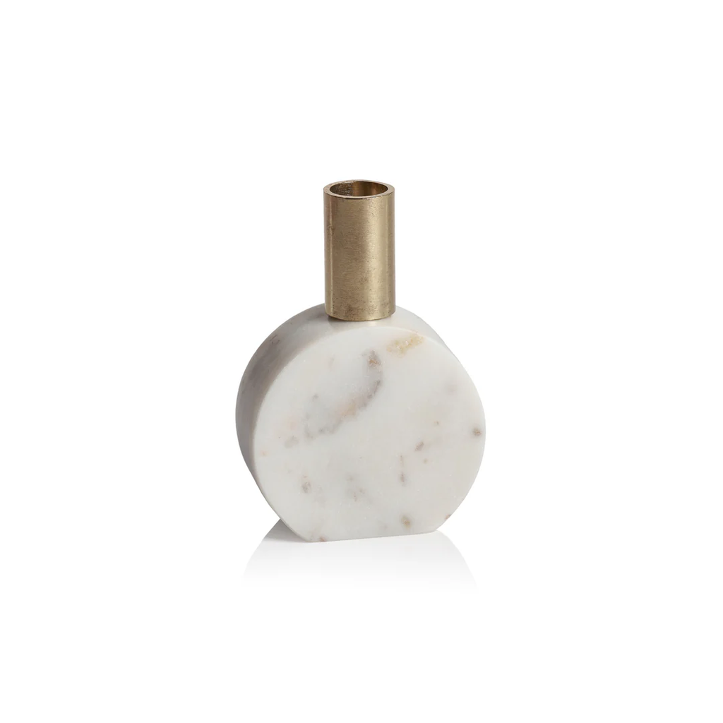 MARIKINA MARBLE CANDLE HOLDER - WHITE - ROUND