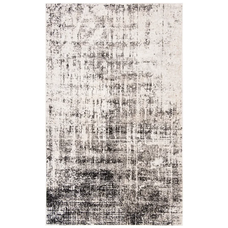 ABSTRACT RUG 7 X 9 Grey, Black & Ivory