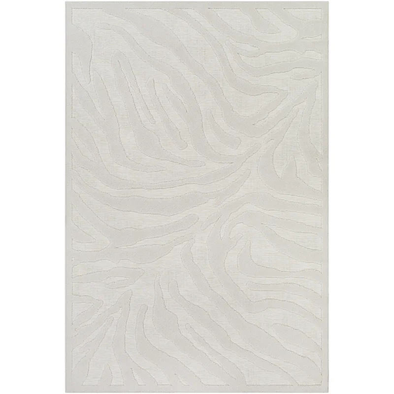 ABSTRACT CREAM SWIRL AREA RUG 5X 7