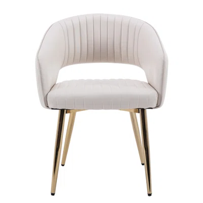 LEATHER UPHOLSTERED SIDE CHAIR - BEIGE