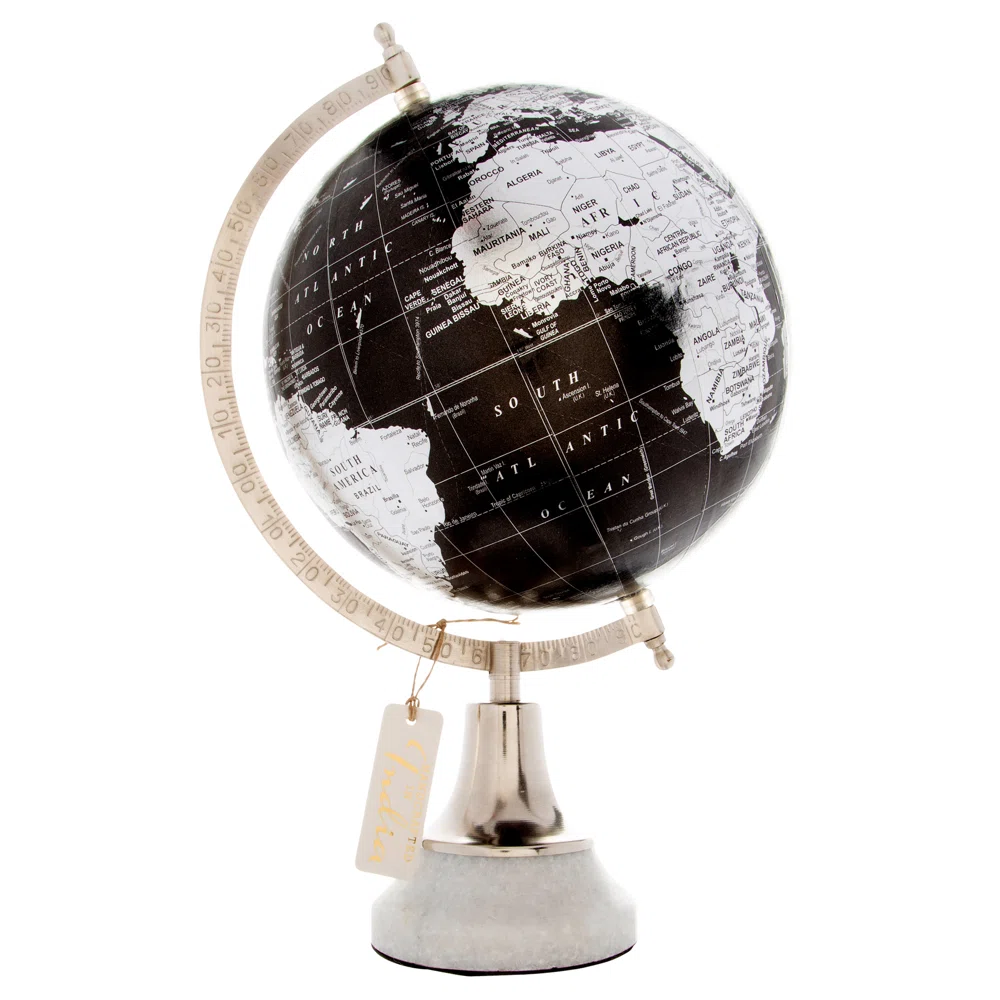 TABLETOP GLOBE - BLACK & WHITE