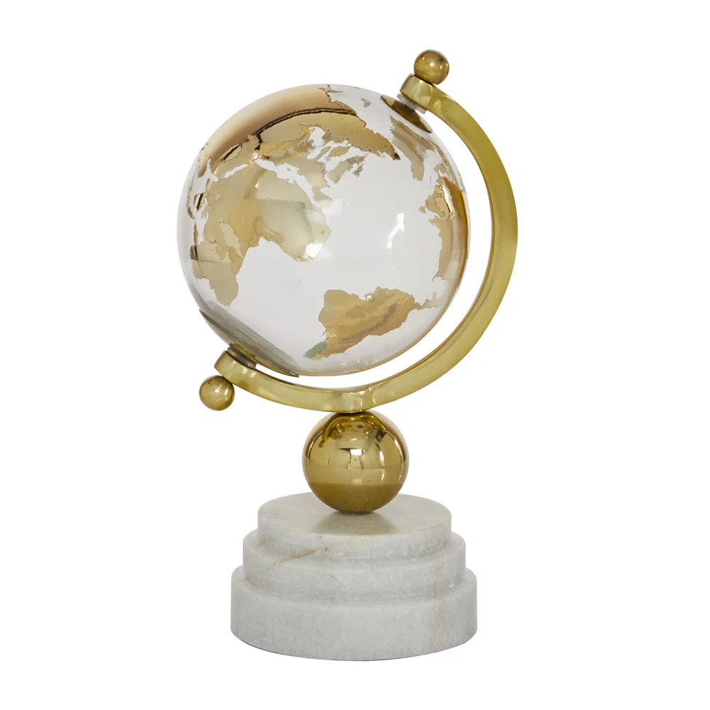 GOLD GLASS TABLETOP GLOBE