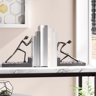 MODERN & CONTEMPORARY NON SKID METAL BOOK ENDS - SET OF 2