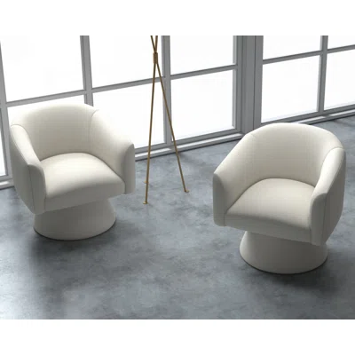 UPHOLSTERED SWIVEL BARREL CHAIR - WHITE