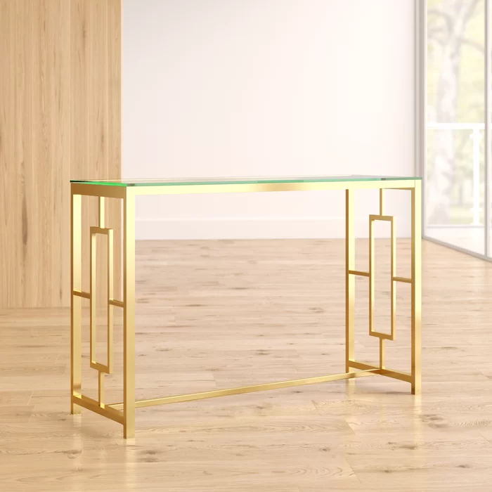 47" TEMPERED GLASS TOP CONSOLE TABLE - GOLD 