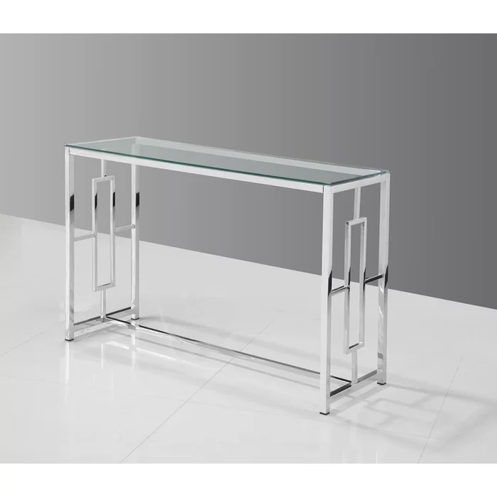 47" GLASS TOP CONSOLE TABLE - SILVER