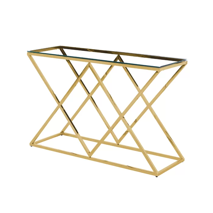 30.5''H X 47.5'' W X 16''D GLASS TOP CONSOLE TABLE - GOLD