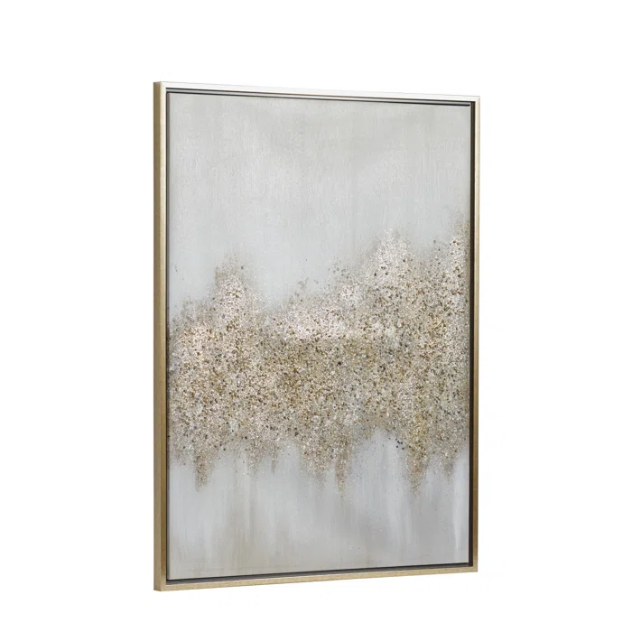 Wall Art with gold glitter flakes Gray/Beige-39.5'' H x 29.5'' W