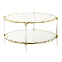 34" TWO TIER ACRYLIC GLASS COFFEE TABLE - GOLD