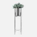 LARGE METAL PLANTERS ON STAND 40"H, SILVER/SIL