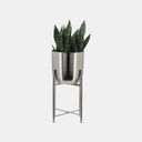 SMALL METAL PLANTERS ON STAND 20"H, SILVER/SIL 