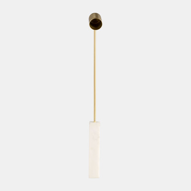 MARBLE, 12" ROUND CANDLE SNUFFER, GOLD/WHITE