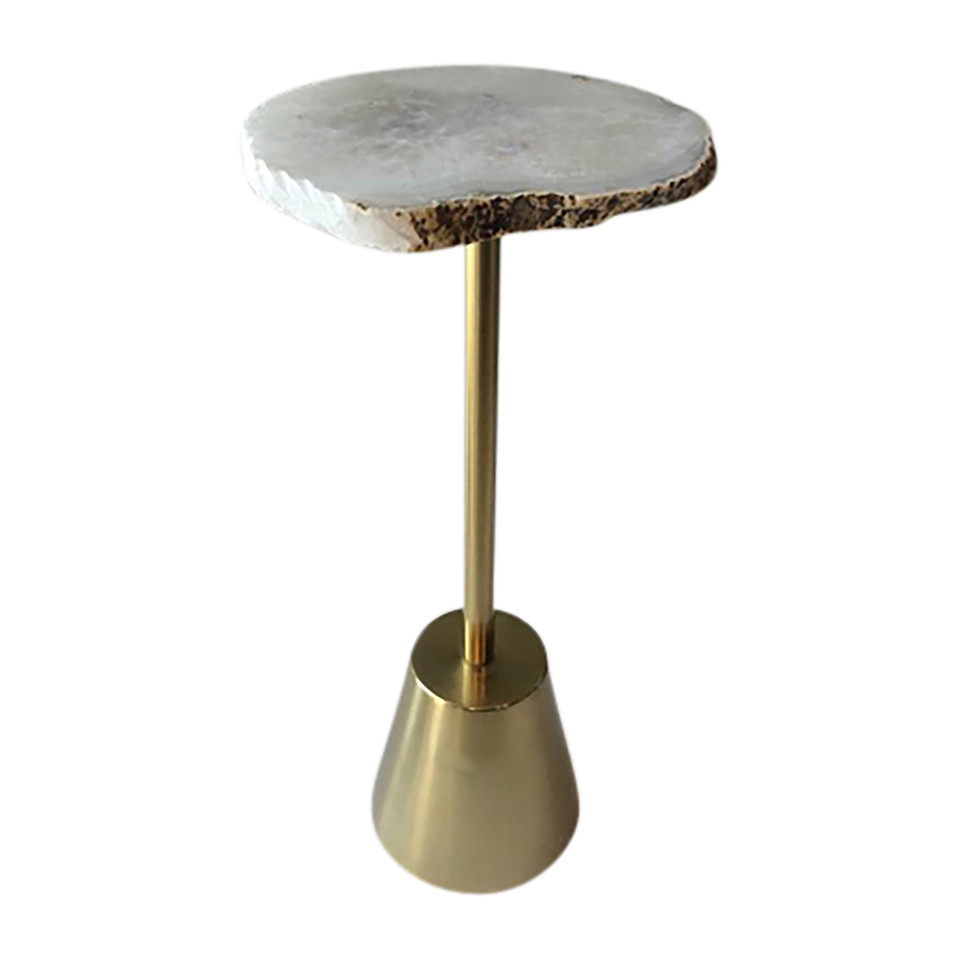 27" REYKUR TALL RAW AGATE TABLE, WHITE/GOLD