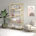 68X34" RECTANGULAR BOOKCASE IN BRASS WITH GLASS SHELVES