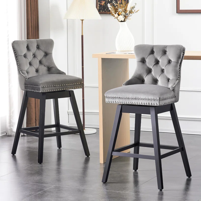 30.7" GREY SWIVEL BAR STOOL