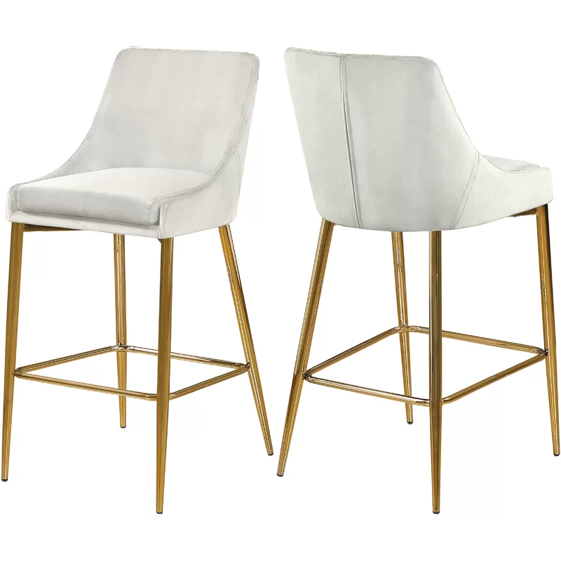 27.5'' BAR STOOL CREAM W/GOLD LEGS