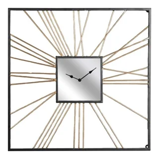 SQUARE GOLD METAL MIRROR CLOCK 