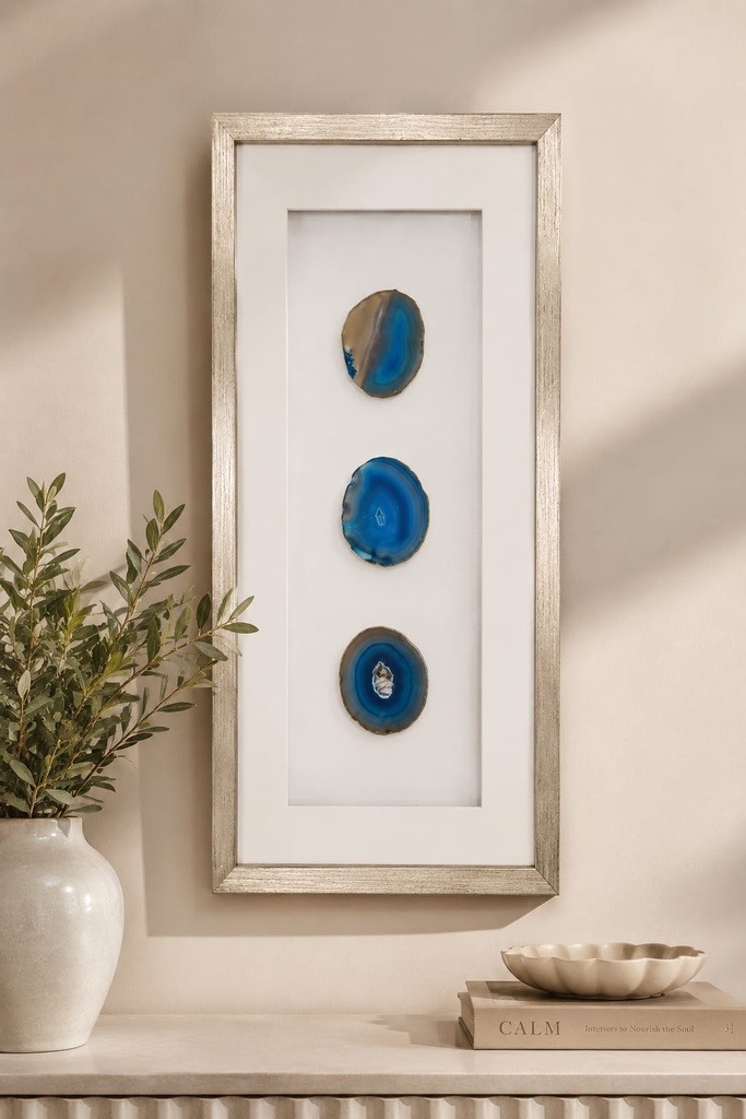 BLUE 3PC AGATE WALL ART