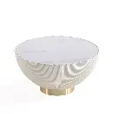 CREAM LEATHER AND MARBLE TOP COFFEE TABLE