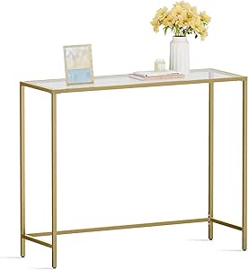 39.4" GOLD AND TEMPERED GLASS CONSOLE TABLE