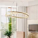 GOLD AND CRYSTAL GEOMETRIC LED CHANDELIER LIGHT FIXTURE
