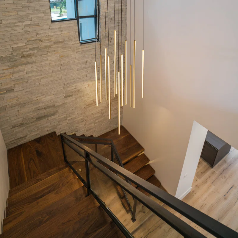 GOLD CLUSTER CYLINDER LED PENDANT FOR STAIRWELL LIGHT FIXTURE