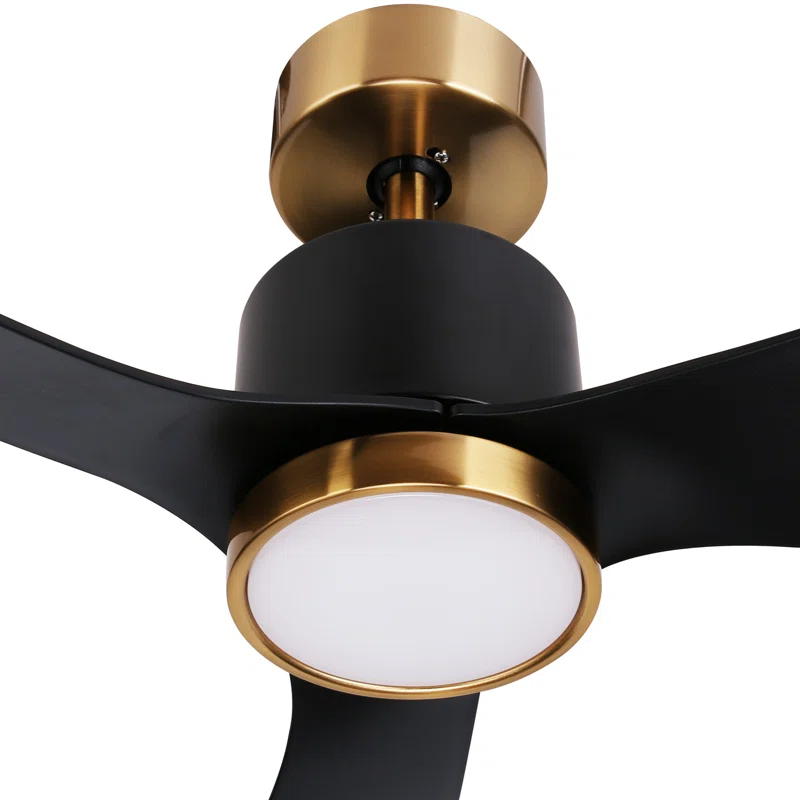 BLACK AND GOLD CEILING FAN WITH REMOTE CONTROL AND LIGHT KIT