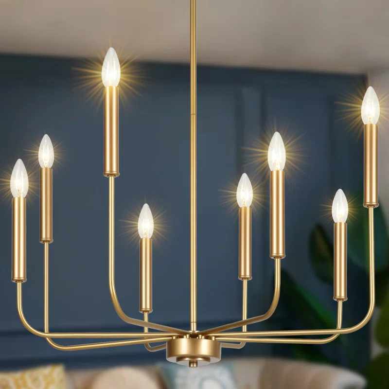 8-LIGHT CLASSIC/TRADITIONAL GOLD CHANDELIER LIGHT FIXTURE