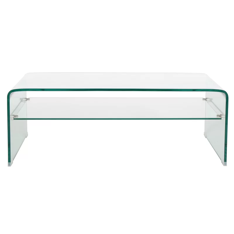 TEMPERED GLASS COFFEE TABLE WITH STORAGE