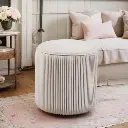  WIDE VELVET ROUND POUF OTTOMAN - TAUPE