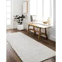 2'8" x 7'3" SOLID CREAM MACHINE WOVEN AREA RUG - RUNNER