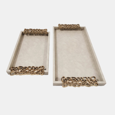  16" SMALL - TRAY WITH GOLD
OPEN CUT-OUT HANDLES 