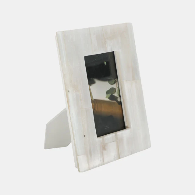  5X7" SELENITE PHOTO FRAME, WHITE