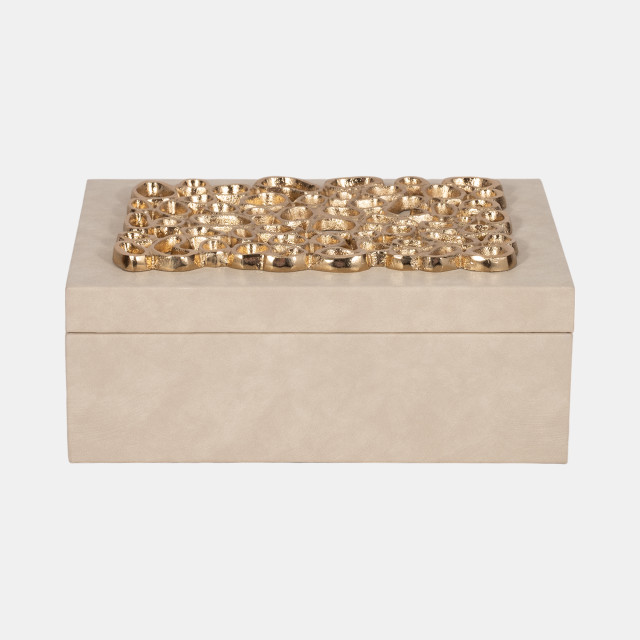 11" BOX WITH GOLD OPEN CUT-OUT ON TOP,
IVORY