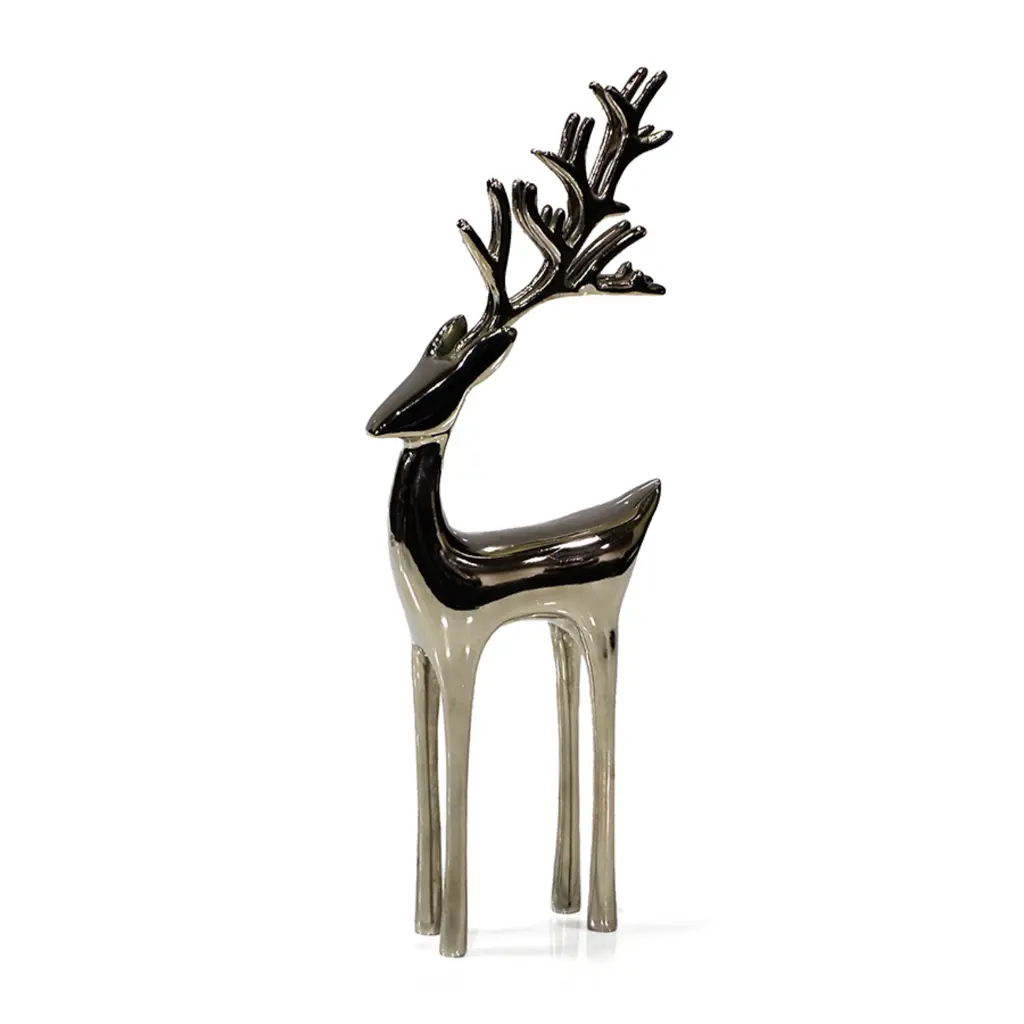 TALL DECORATIVE REINDEER - POLISHED NICKEL 